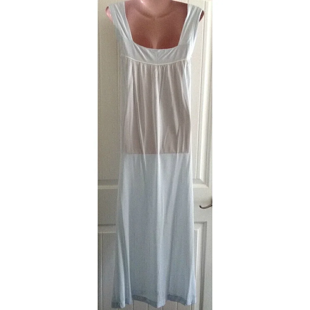 Vintage Collegiate Women's Nightgown Small Blue Knit Rayon New Old Stock